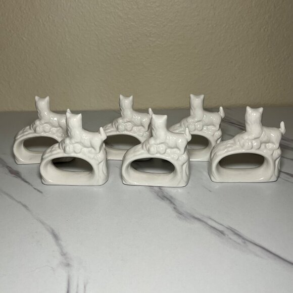 Vintage Cat Napkin Holders White Ceramic Set Of 6 Made In Taiwan - Picture 3 of 8